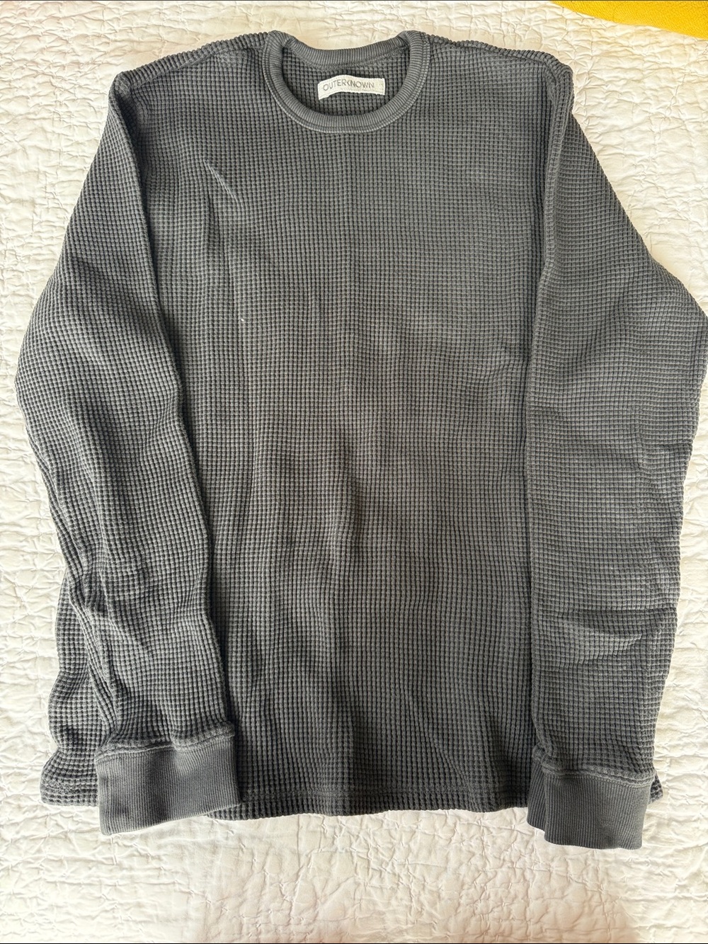 Outerknown Dark Gray Waffle Thermal Crewneck